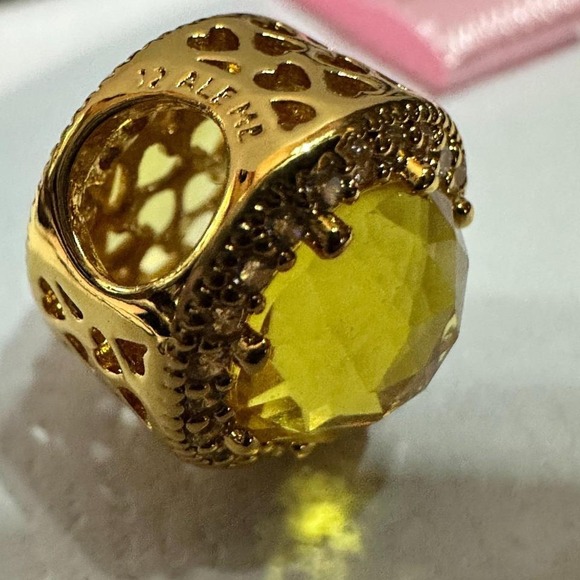 Pandora Jewelry - AUTHENTIC PANDORA GOLDEN FASCETED GOLD PLATED MURANO GLASS CHARM , RETIRED